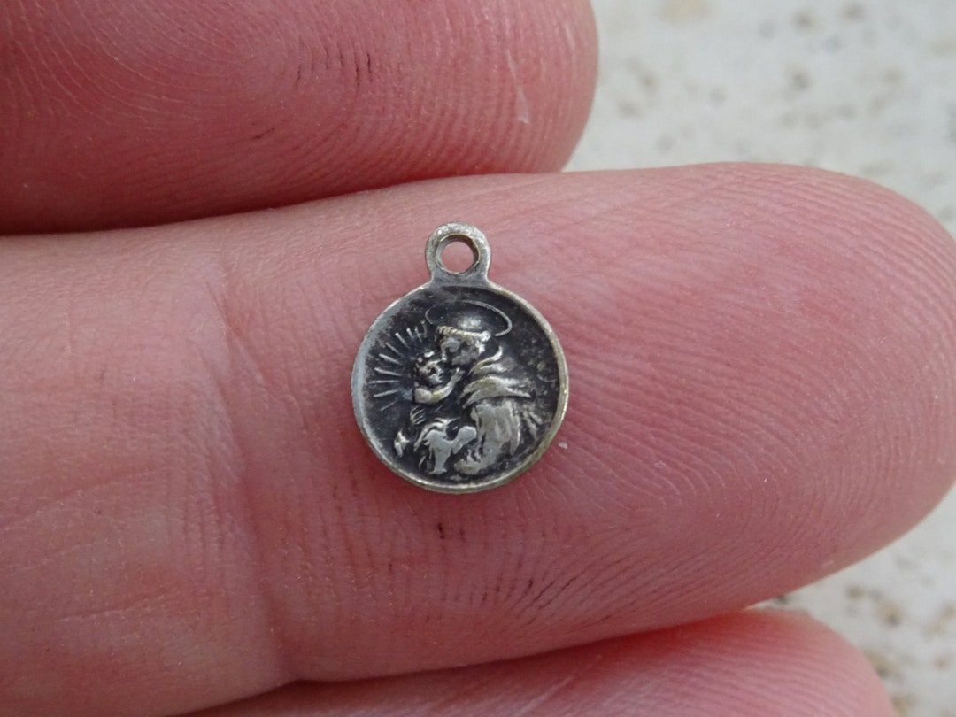 Religious Antique French Catholic Silver Plated Medal Pendant Charm ...