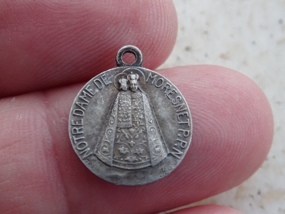 Religious Antique French Silver Plated Catholic Medal Pendant Charm ...