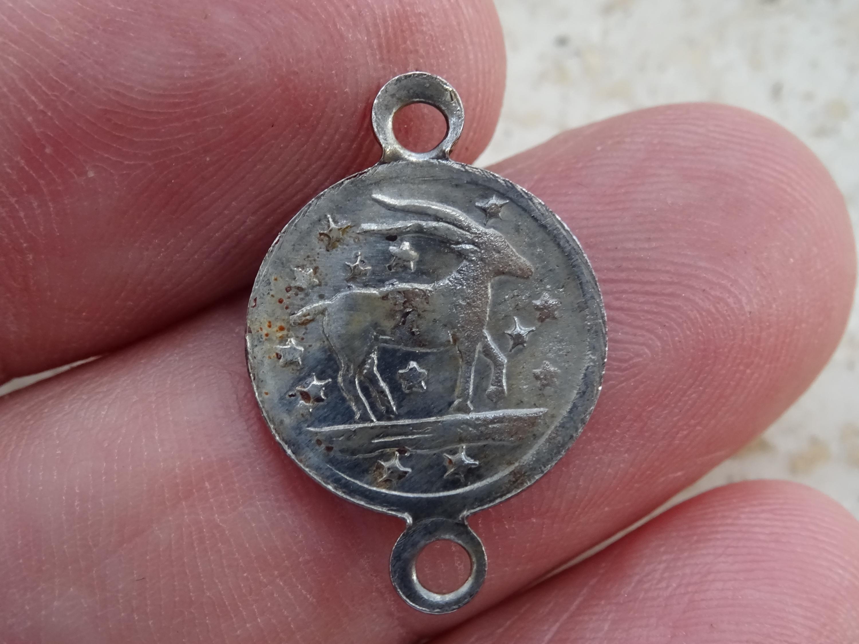 ヴィンテージ シルバー メッキ 星座メダル チャーム メダリオン