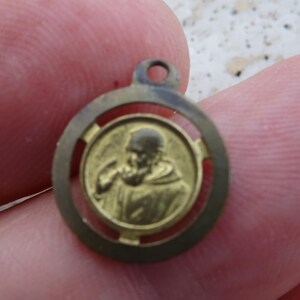 Religious copper catholic medal pendant charm medallion of Father Padre Saint Pio and his Stimata and Holy Virgin Mary. O 23