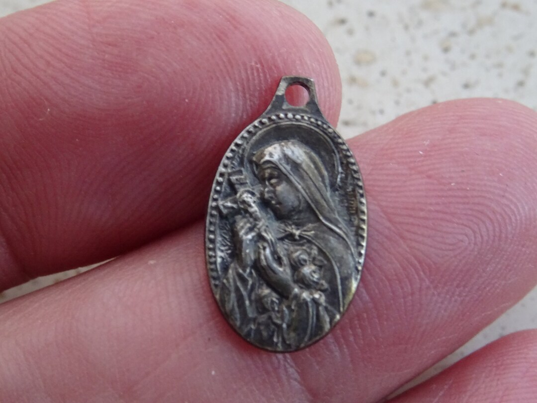 Religious Antique French Silver Plated Catholic Medal Pendant Medaillon ...