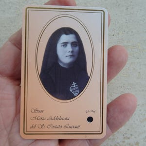 Religiöse katholische Karte Schrein Reliquiar Relikt aus dem Tuch der Seligen Santa Maria Addolorata. ( X X 32 )