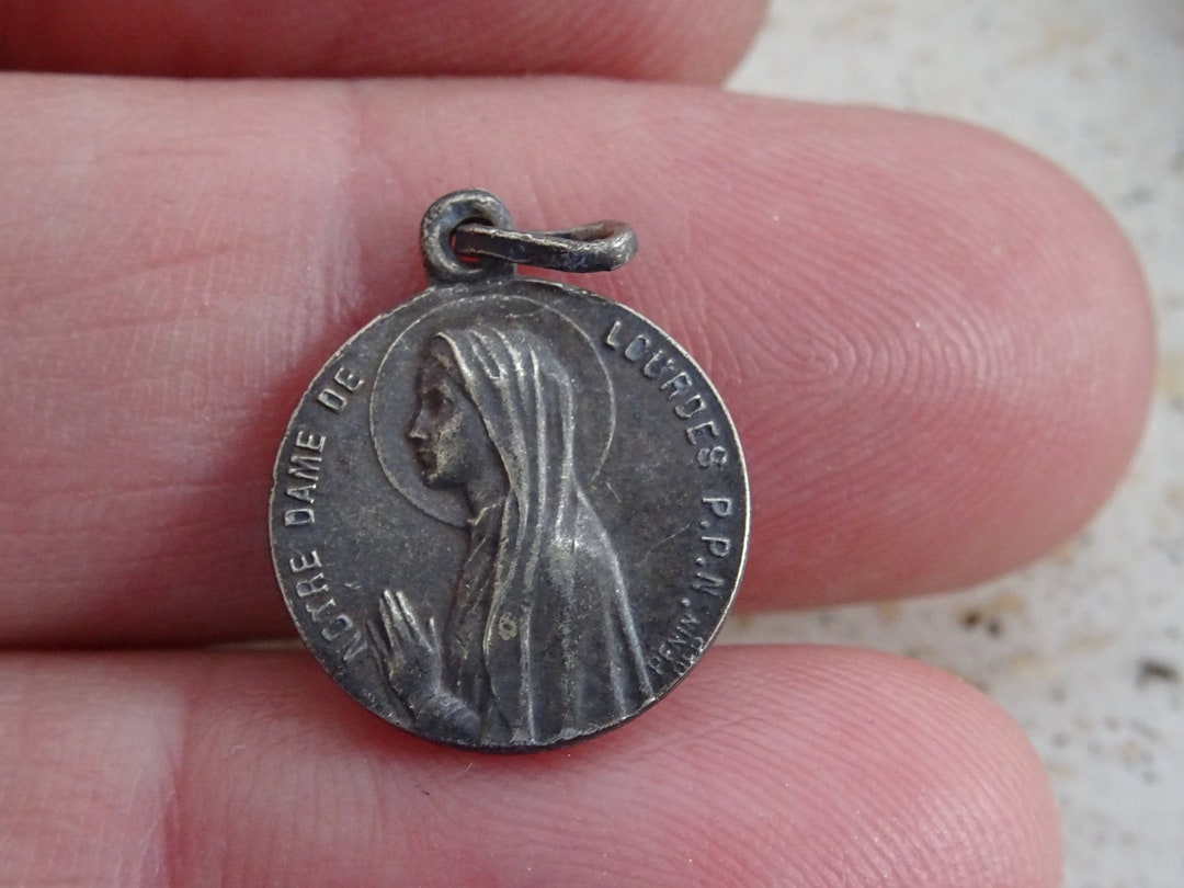 Religious Antique French Silver ( MARKED ) Catholic Medal Pendant Charm ...