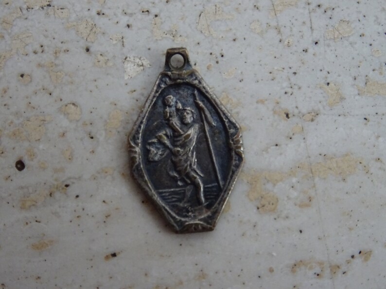 Religious Antique French Catholic Silver Plated Medal Pendant Medallion ...