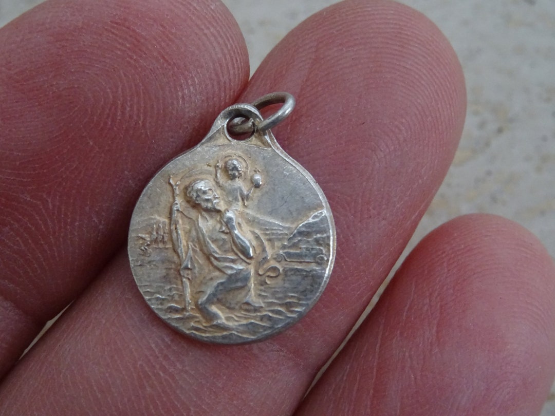 Religious Antique French Catholic Silver Plated Catholic Medal Pendant ...