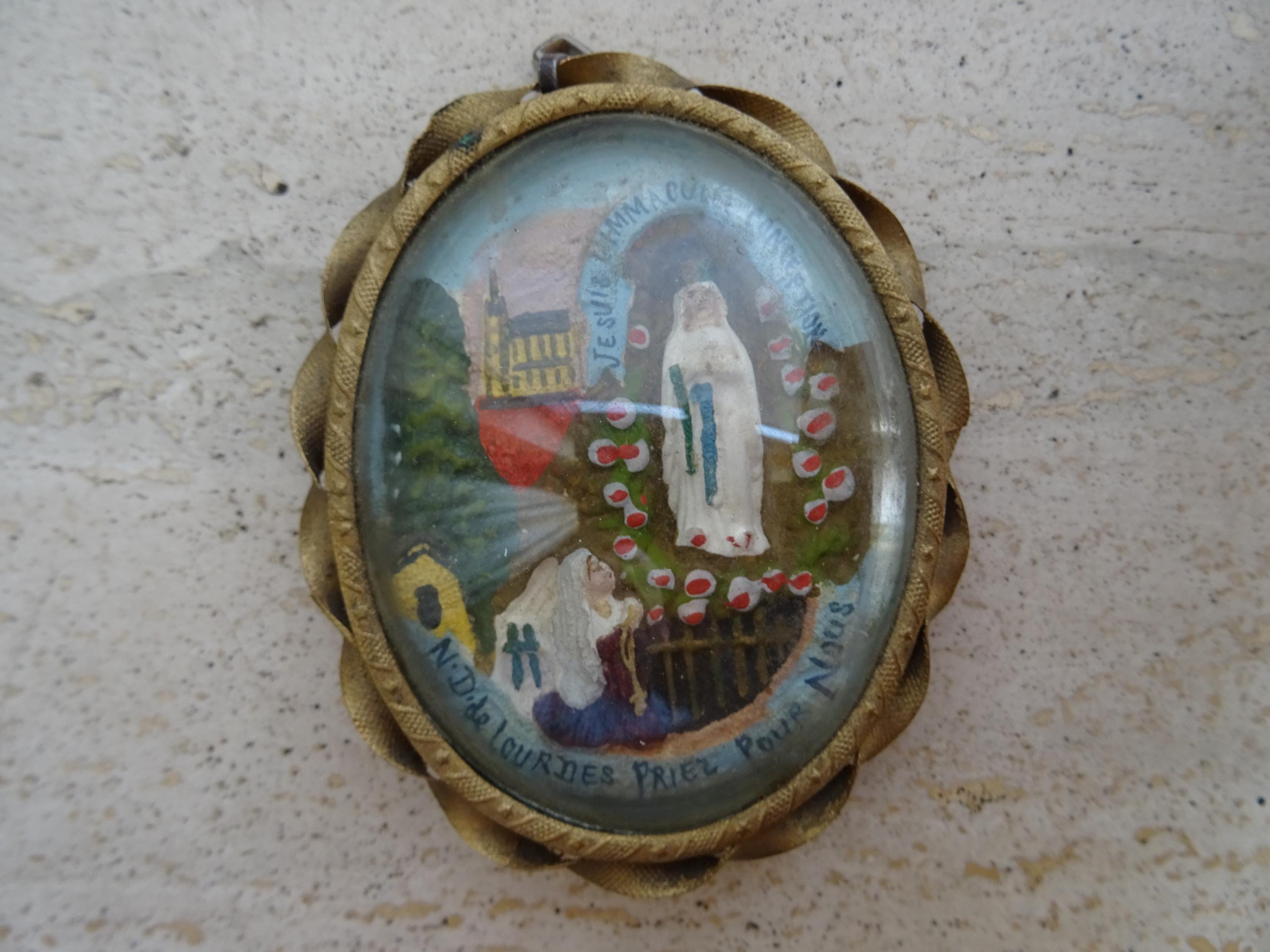 Religious Antique French Shrine Meerschaum Medal of Holy Virgin Mary ...