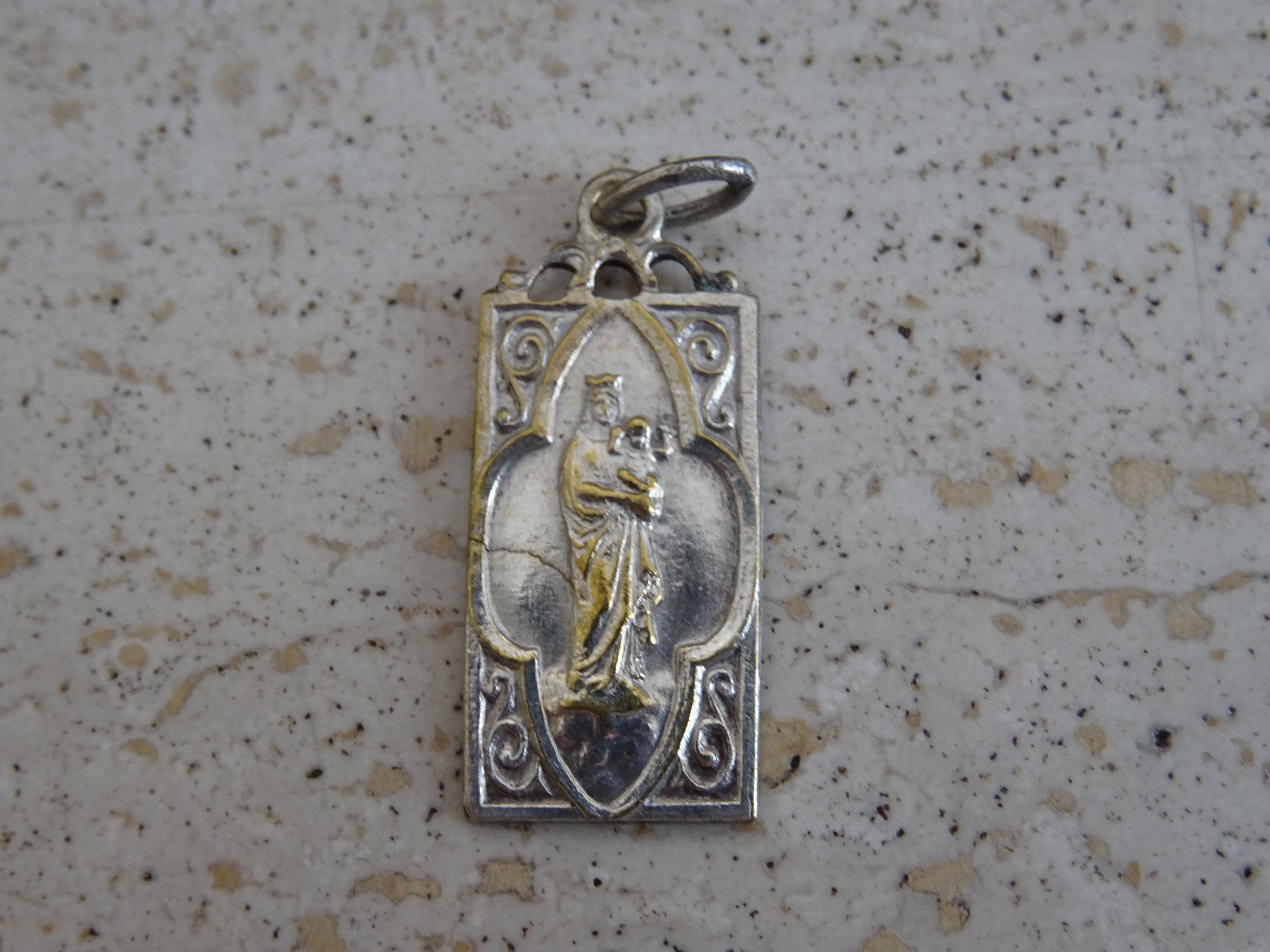 Religious Antique French Catholic Silvered Medal Charm Pendant ...