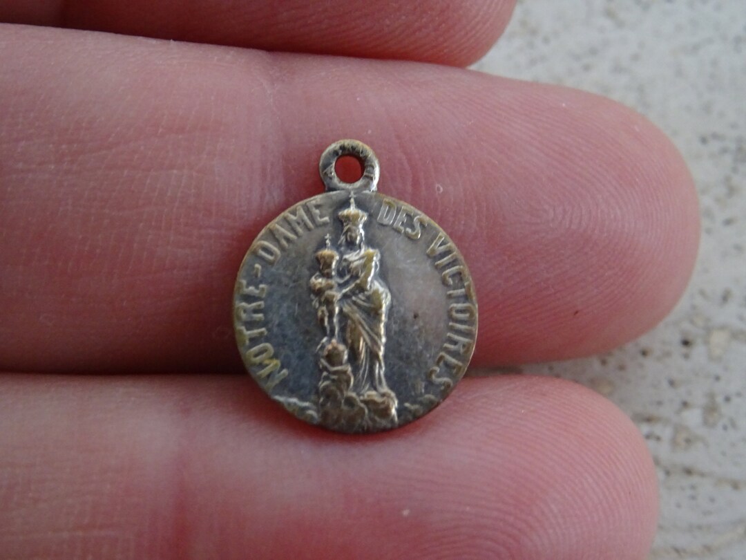Religious Antique French Silver ( MARKED ) Medal Charm Pendant ...