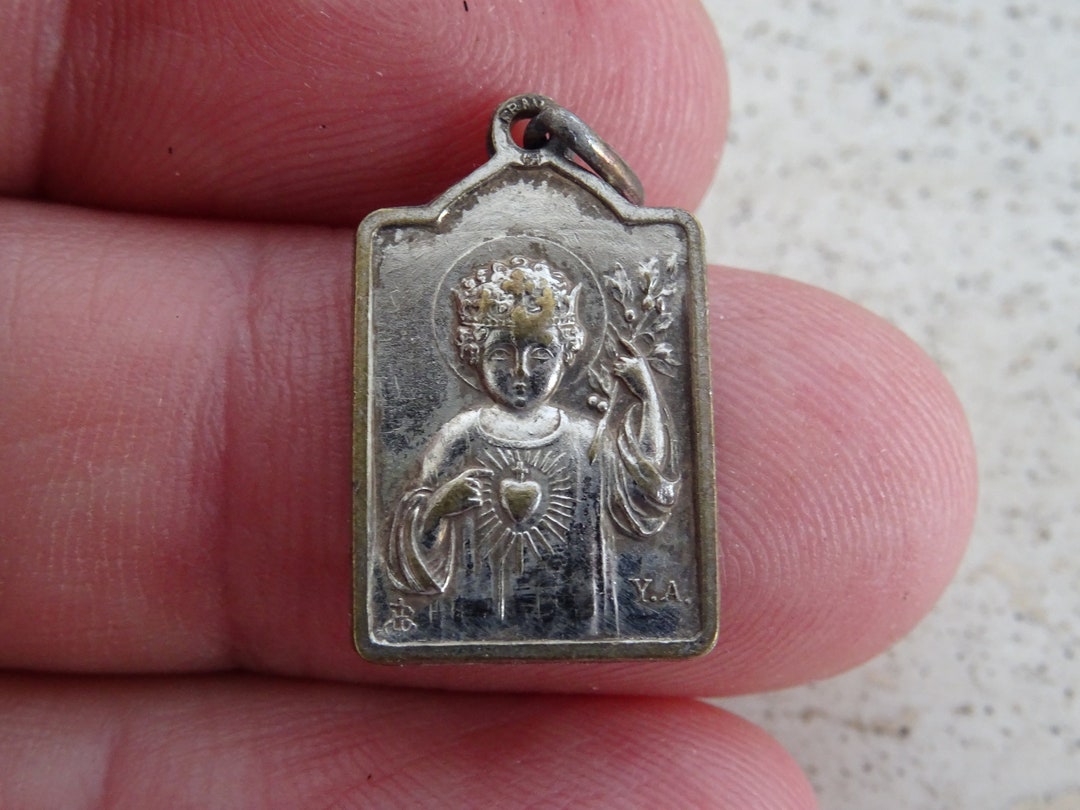 Religious Antique French Silver Plated Catholic Medal Pendant Holy ...