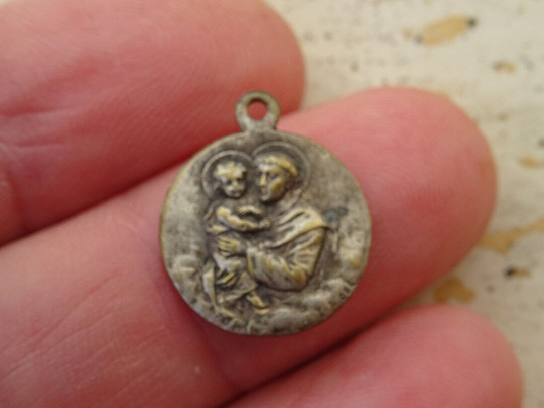 Religious Antique French Catholic Silver Plated Catholic Medal Pendant ...