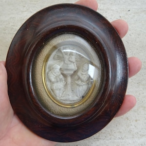 Religious antique French catholic Napoleon III wood pipe clay Meerschaum Holy Virgin Mary Our Lady of Scherpenheuvel.  ( 2  )
