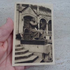 Antigua postal francesa usada con estatua de monumento de Juana de Arco, recuerdo de Juana de Arco de Domremy. ( G 19 )