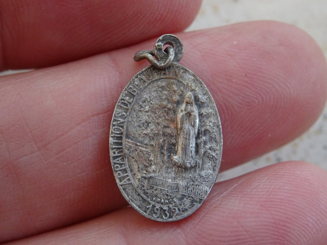 Antique Medal Pendant Charm of Notre Dame De Beauraing, Our Lady of ...