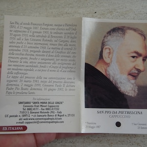 Religious catholic card shrine with photo of Padre Father Pio and his Stimata with inside a piece of cloth touched to his cuffin.  U 1