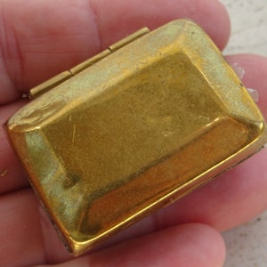 Religious antique French copper catholic rosary holder case Miniature box container pyx box.  (  43 )