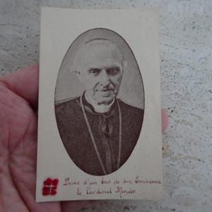 Religiöse katholische Karte Schrein Reliquiar Relikt mit dem Tuch des Seligen Kardinal Désiré Félicien François Joseph Mercier. BB 36 a