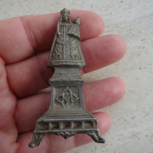 Religious antique catholic silver plated miniature statue of Holy Virgin Mary Our Lady and  Holy Child Jesus Christ. ( D 52 )