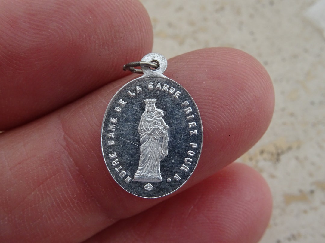 Religious Antique French Medal Pendant Charm Medallion of Holy Virgin ...