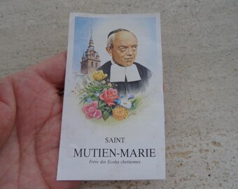Vintage Saint Mutien Marie Wiaux Relic Holy Card – Belgian Catholic Saint – Relic Cloth – Prayer Card  ( D E 16 )