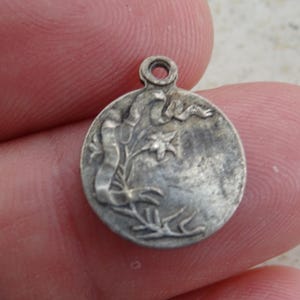 Religious antique catholic French silver plated medal pendant medallion Holy charm of Saint Anthony of Padua. ( 29 )