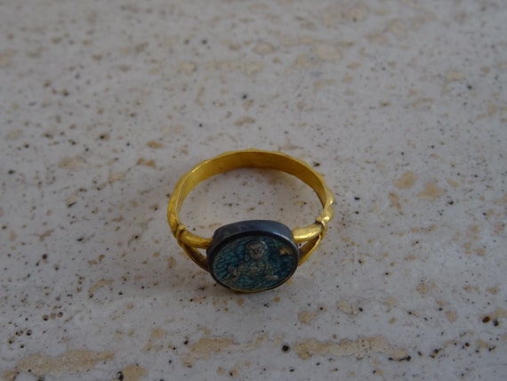 Religious antique vermeil gold plated enameled Fr… - image 6