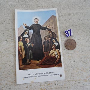 Religiöse katholische Karte Schrein Reliquiar Relikt aus dem Tuch des Seligen Heiligen Luigi Scrosoppi. ( U11 )