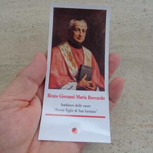 Religiöse katholische Karte Schrein Reliquiar Relikt aus dem Tuch des Seligen St.Giovion Maria Boccardo. (ZZ-38)