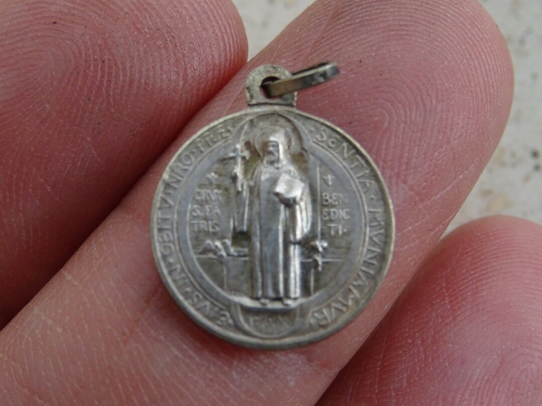 Religious Antique French Catholic Silver Plated Medal Pendant Charm ...
