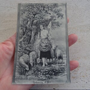 Vintage Franse ongebruikte post prentbriefkaart met monument standbeeld van Jehanne d'Arc Jeanne d'Arc met monument souvenir van Orleans. ( D 14 )