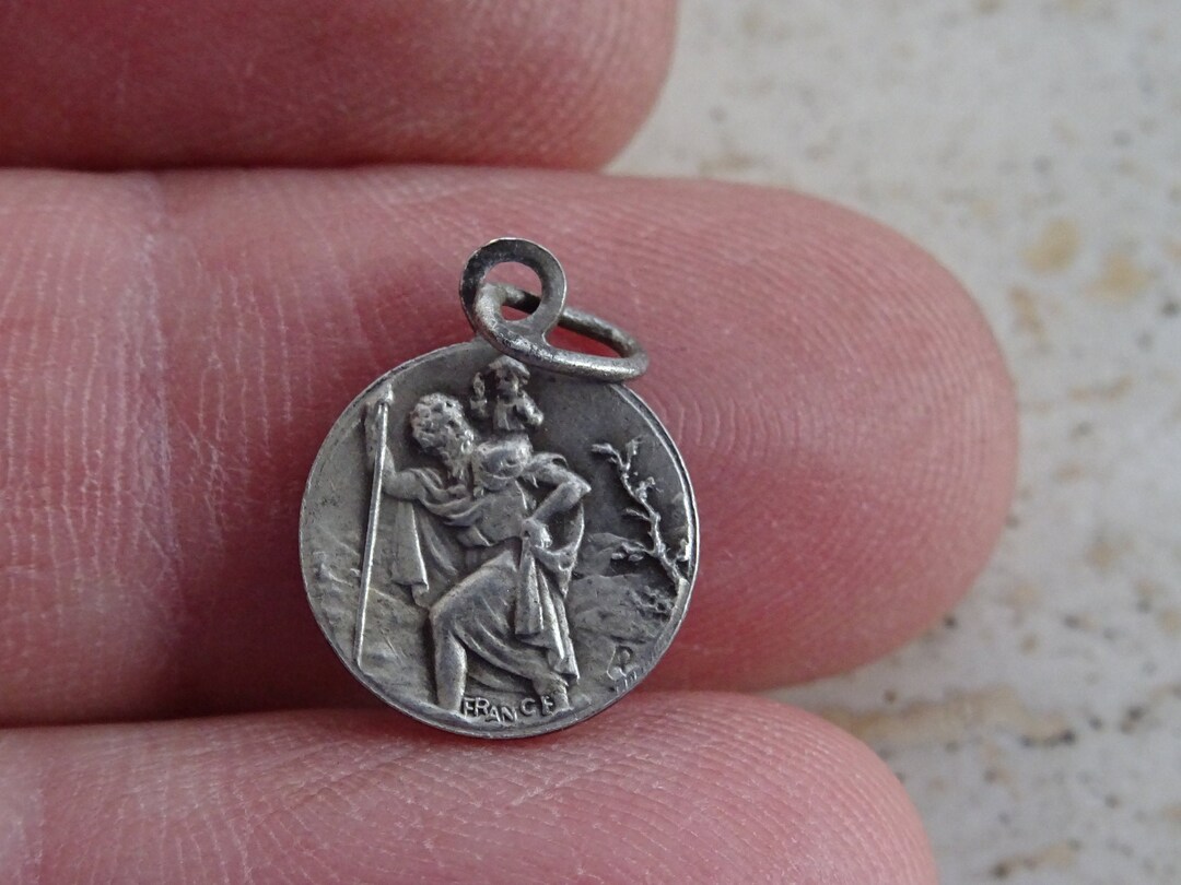 Religious Antique French Catholic Silver Plated Medal Pendant Medaillon ...