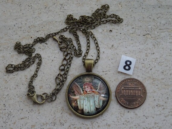 Religious French brass necklace chain with medal … - image 9