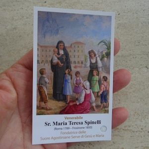 Religiöse katholische Karte Schrein Reliquiar Relikt aus dem Tuch der Seligen Santa Maria Teresa Spinelli. (V18)