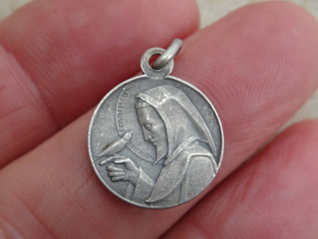 Religious Antique French Silver Plated Catholic Medal Pendant Medallion ...