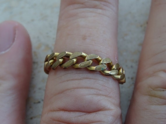 Vermeil gold plated French ring Jewelry with chai… - image 1