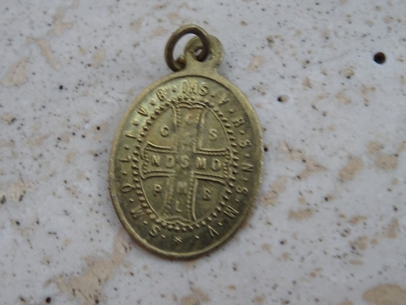 Religious antique copper catholic medal pendant medallion image 5