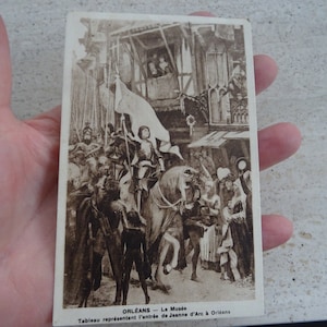 Francés antiguo utilizado postal postal con estatua del monumento de Juana de Arco Juana de Arco con recuerdo del monumento de Orleans. ( C 5 )
