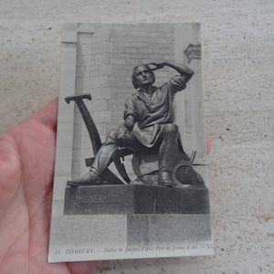 Antigua postal francesa usada con estatua de monumento de Juana de Arco, recuerdo de Juana de Arco de Domremy. ( B 20 )