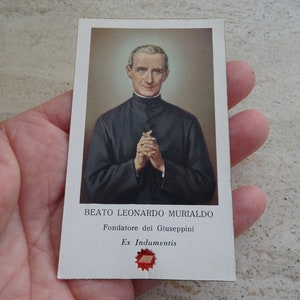 Religious catholic card shrine reliquary with relic of Saint Leonardo Murialdo. ( FF 7 )
