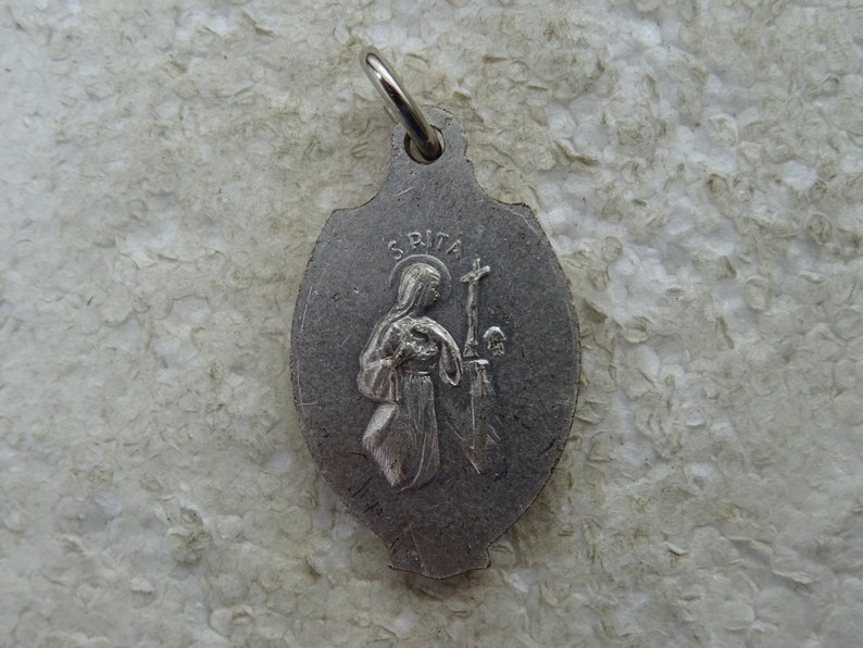 Religious Antique French Catholic Silver Plated Medal Pendant Medallion ...
