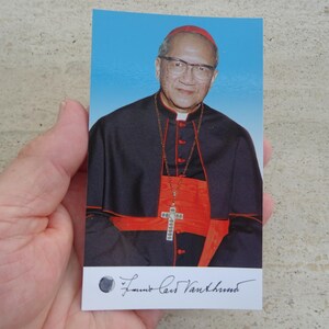 Religiöses katholisches Kartenschreinreliquiarrelikt des Tuches des seligen Franzis Franfrancois Xavier Nguyen Van Thuan. (ZZ-24)