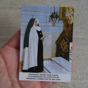 Religiöse katholische Karte Schrein Reliquiar mit Reliquie des Tuches der heiligen Mutter Rosa Ojeda. ( U 27a )