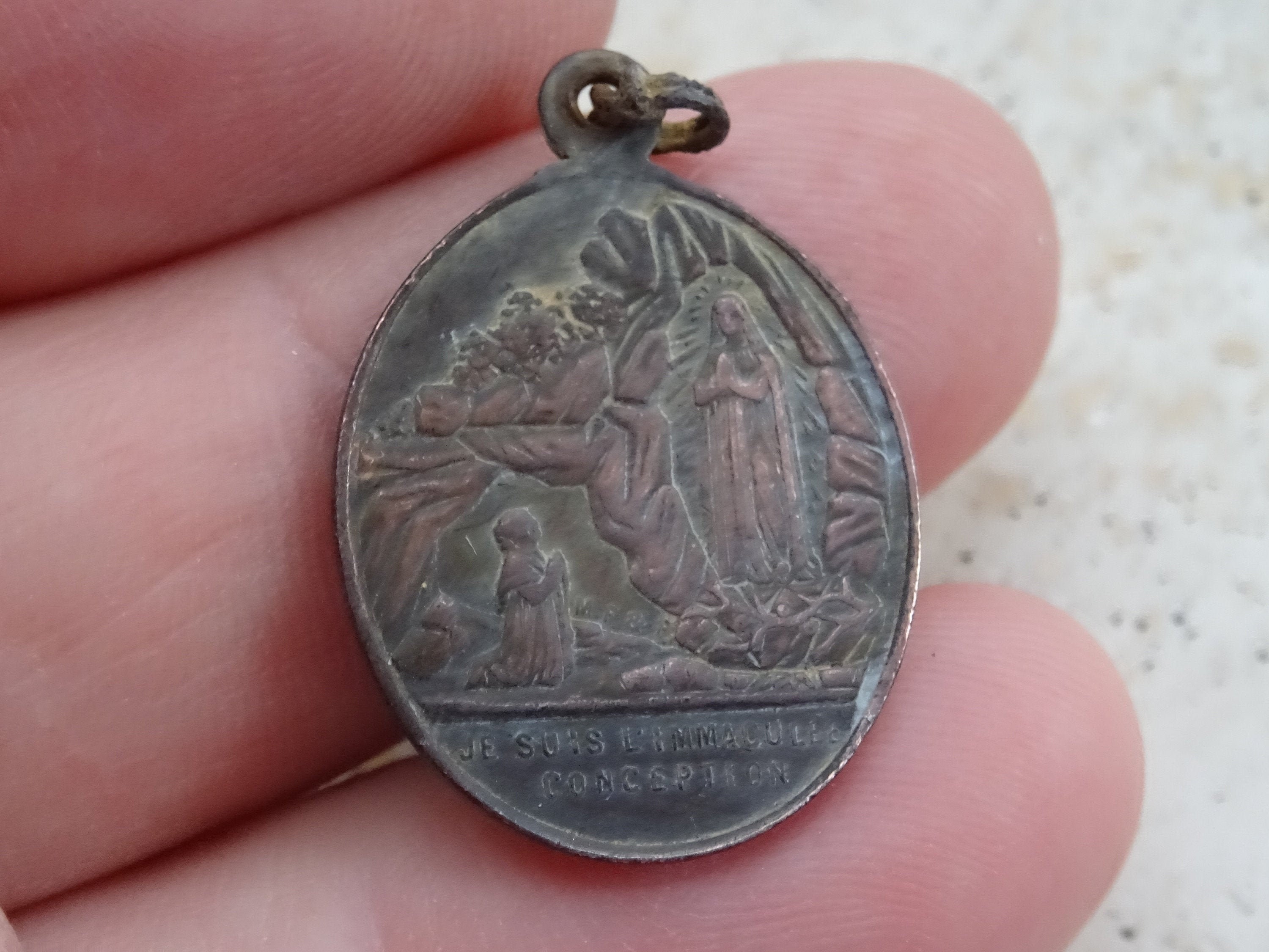 Religious Antique Copper Catholic Medal Pendant Holy Charm Etsy UK