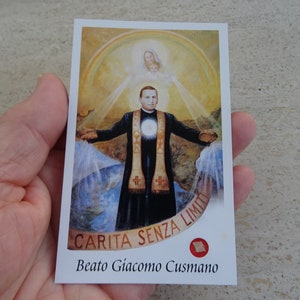 Religiöse katholische Karte Schrein Reliquiar Relikt aus dem Tuch des Seligen Heiligen Giacamo Cusmano. (FF 27)