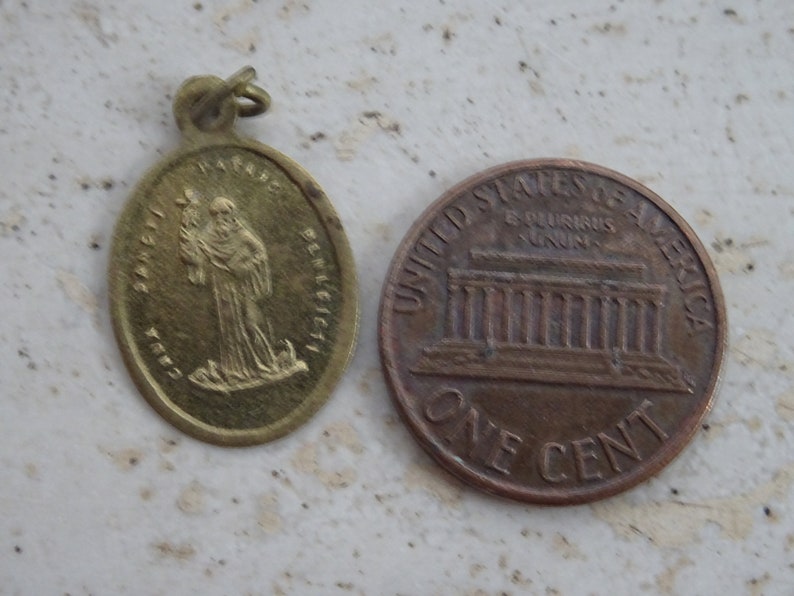 Religious antique copper catholic medal pendant medallion image 2