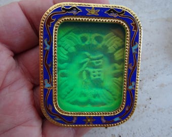 Capilla de altar religiosa esmaltada bañada en oro vermeil con holograma holográfico de 福 (fú) felicidad suerte y fortuna. ( 23 )
