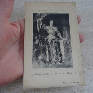 Vintage Franse ongebruikte post prentbriefkaart met monument standbeeld van Jeanne d'Arc Jeanne d'Arc met koning Karel VII. ( C 7 )