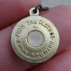 Religious vremeil silvered catholic medal shrine charm reliquary medallion charm with relic of Saint John Neumann CSSR EP.  Philadelphia. D8