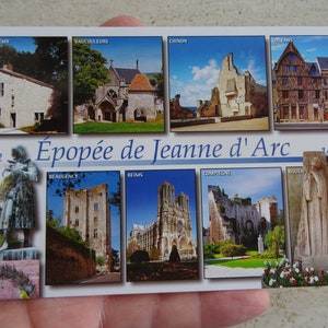 Vintage französische ungebrauchte Postkarte mit Statue Jeanne d'Arc Jeanne d'Arc Andenken aller Orte, an denen Joan war. ( E 35 )