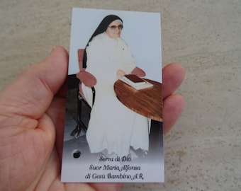 Religieus katholiek kaartschrijn met reliekschrijn van de doek van de zalige Maria Alfonsa Maria Eppinger van het kind Jezus. ( FF 28 )
