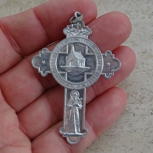 Religious antique French catholic cross crucifix of Saint Francis and IHS. ( BBB 8 )